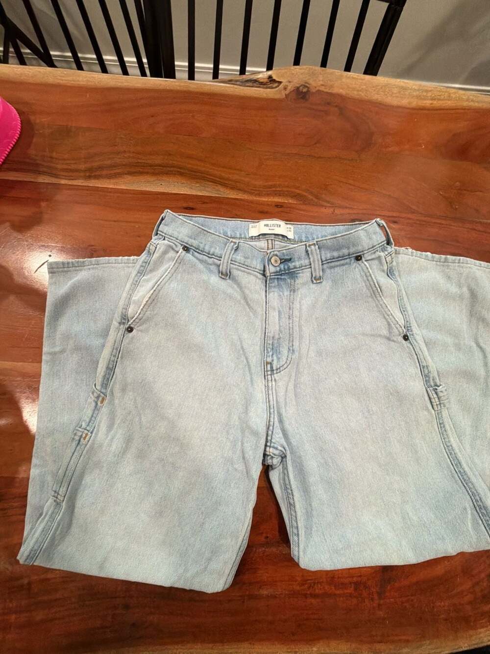 Hollister Baggy Jeans Size W28 L30 Light Wash Denim Carpenter